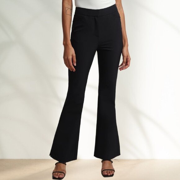 New York & Co High Rise Flare Pant Fit To Flatter Black Trousers Slacks NWT - Picture 1 of 7